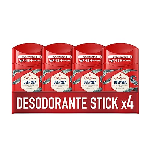 Old Spice PACK X4 Deep Sea Desodorante en Barra para Hombres, 50 ml